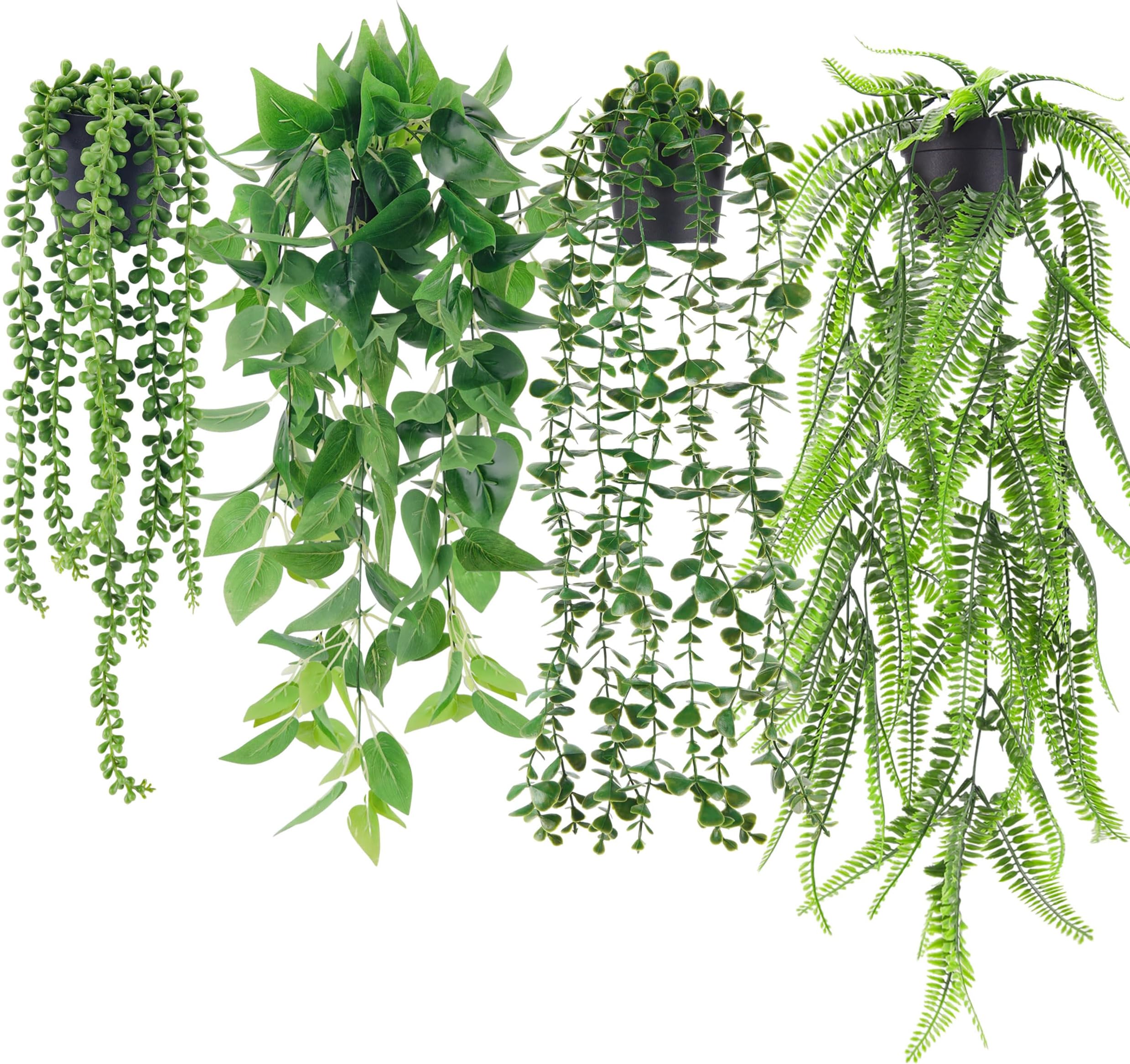 A Bundle of 6 Packs Fake Plants Hanging and 4 Packs Small