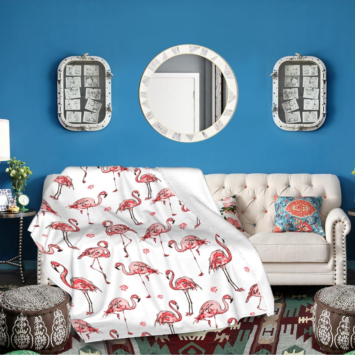 Flamingos Blanket Gifts Super Soft Fleece Throw Blankets Cozy Flannel Air Conditioning Blanket Blanket for Couch Bed 50x40 Small for Kid