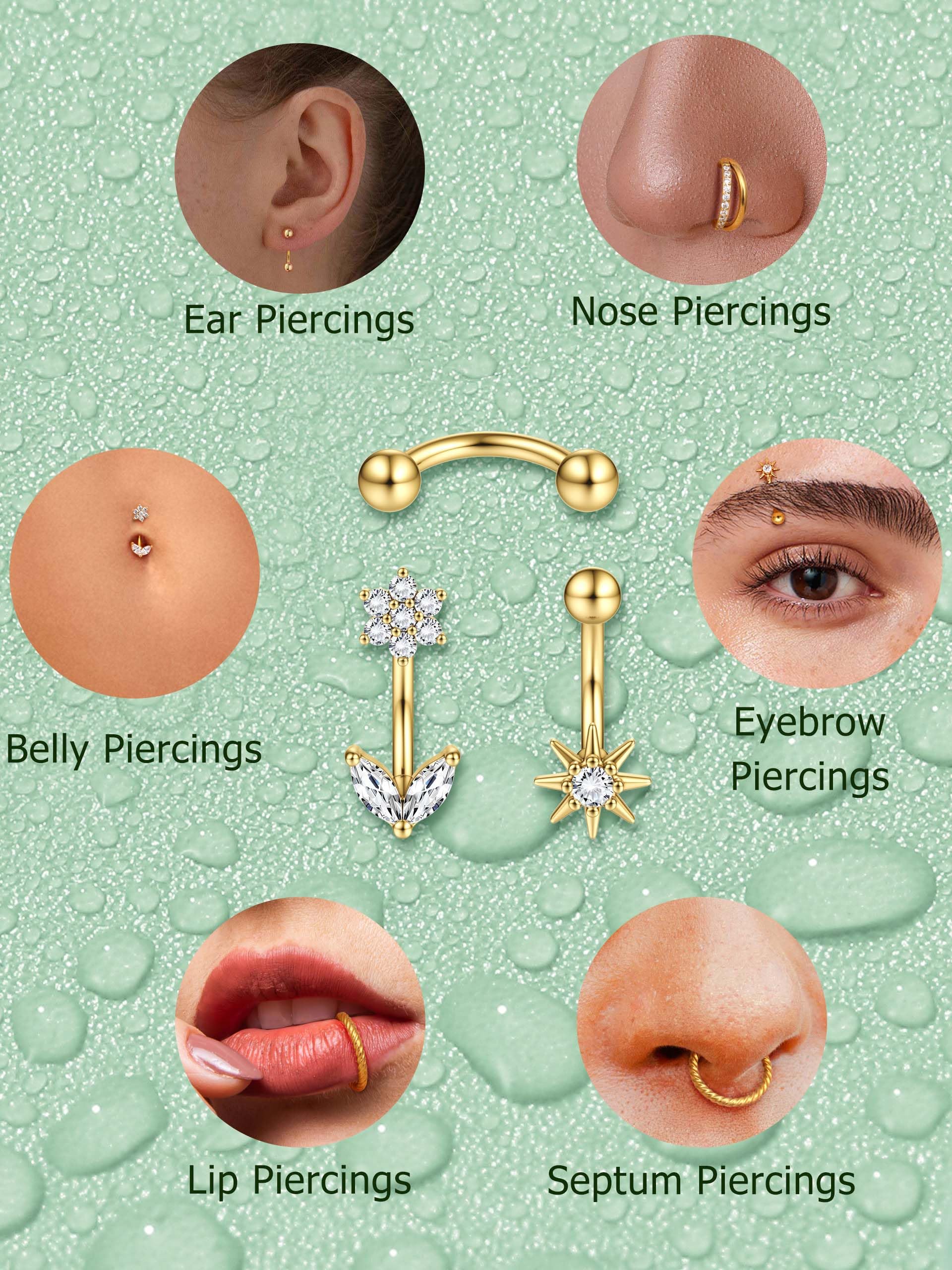 MILACOLATO 14 szt. Rook Eye Brow Piercing biżuteria dla kobiet