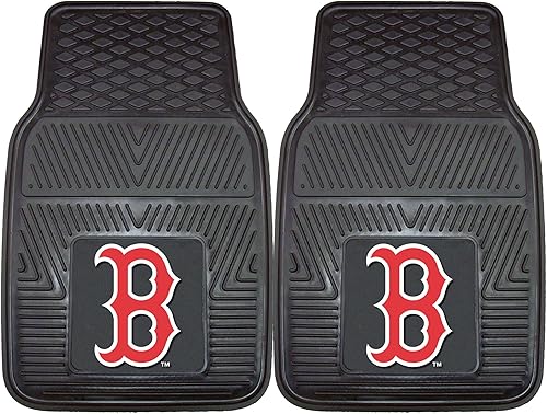 FANMATS MLB Boston Red Sox tapete de vinilo para auto, Juego de 2 alfombrillas para coche de vinilo, Negro