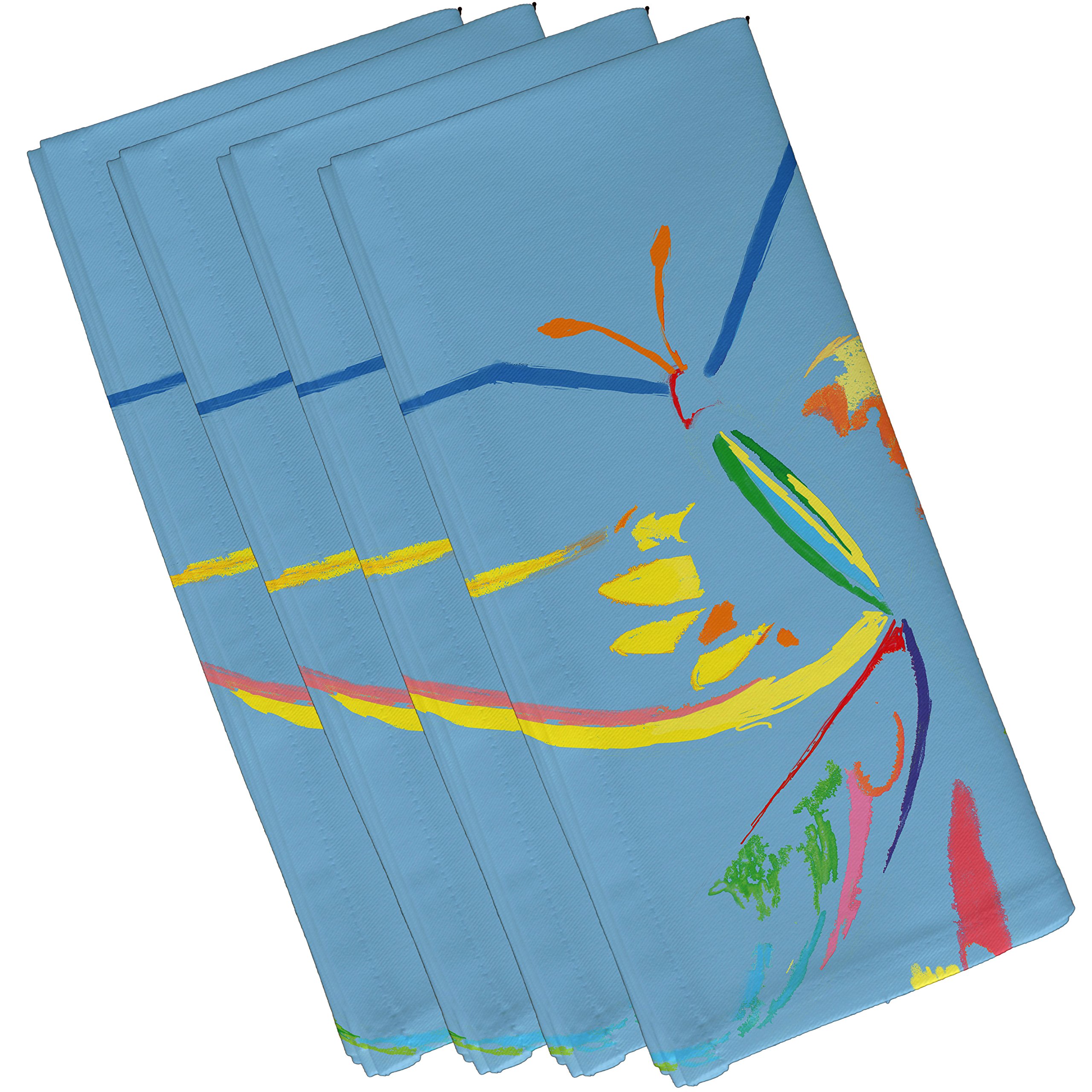 E by design Polyester Decorative Napkin, Abstract Coastal, 19 x 19", Red/Orange/Yellow