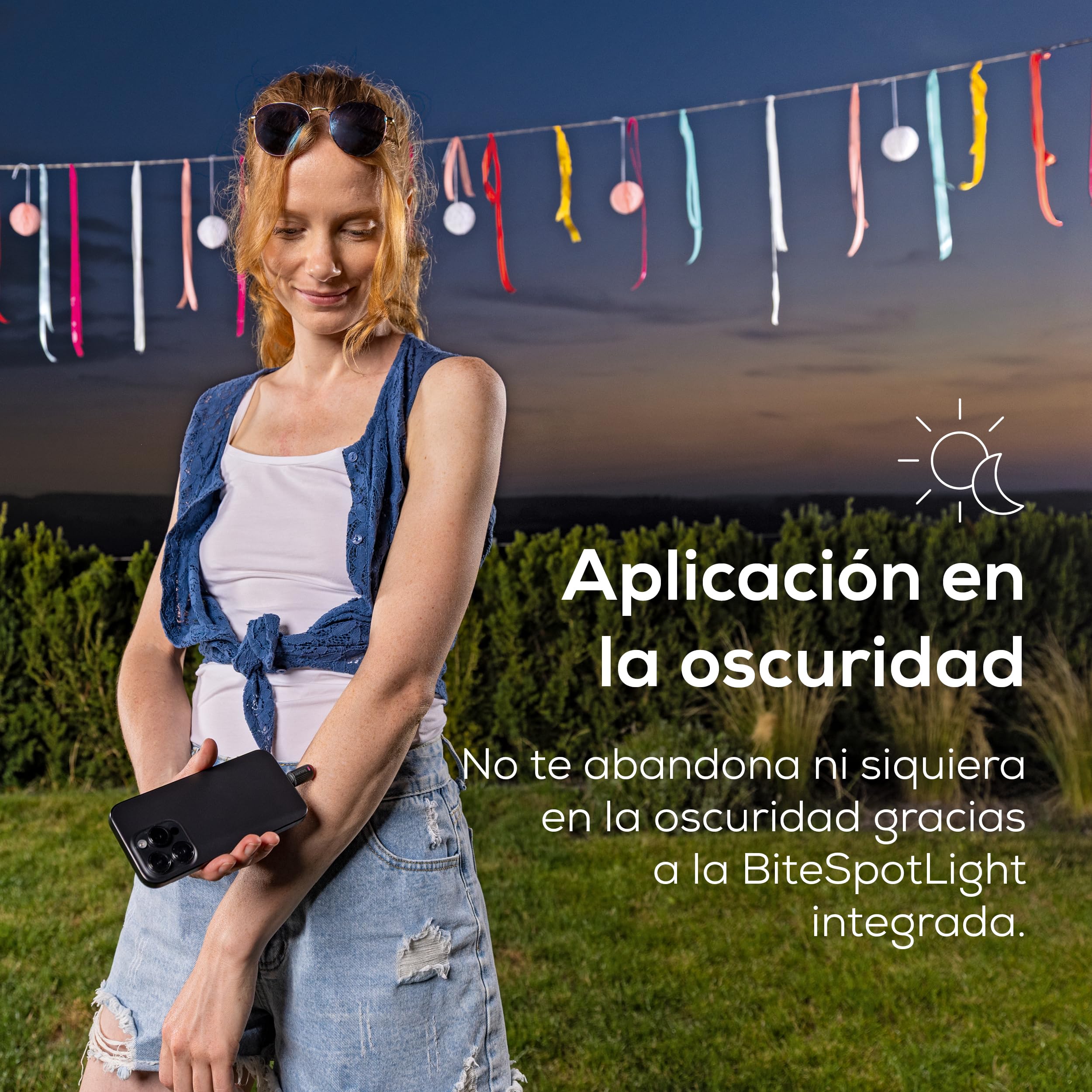 Beurer BiteX Go Deep Black Aparato contra picaduras de insectos para smartphone, tratamiento de mordeduras y picaduras, alivia el picor, para móvil Android y iPhone (USB‑C), con luz