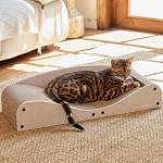 FUKUMARU Cardboard Cat Scratcher Bed, Extra Long 29.1 Inch Cat Scratch Bed Couch Indoor, Natural Felt Multifunctional Cats Scratching Lounger, Horizontal Kitten Cats Scratch Pad with Ball Toy, Black