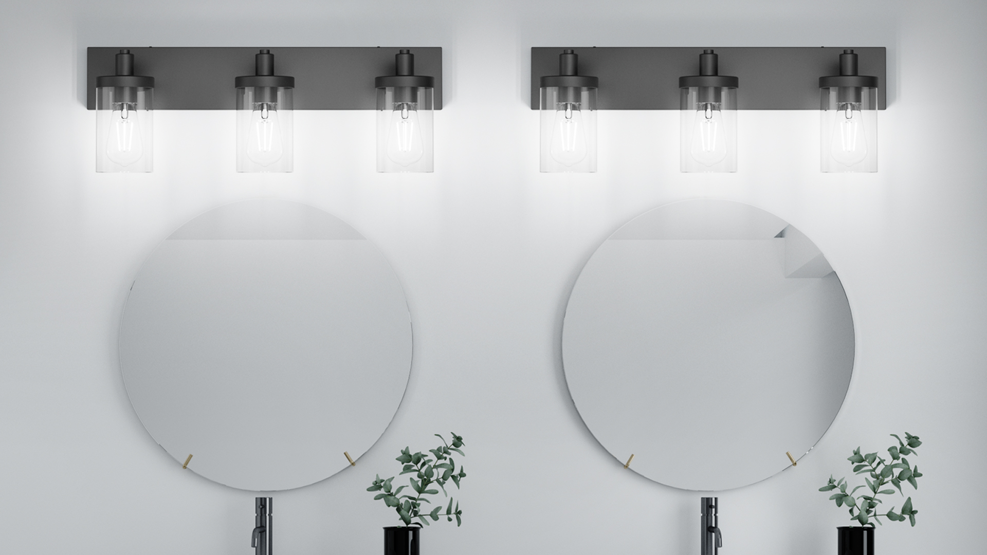 Image of Aipsun Black Vanity Light for Bathroom 3 Light Farmhouse Bathroom Lights Fixtures Over Mirror with Clear Glass Shade(Exclude Bulb)