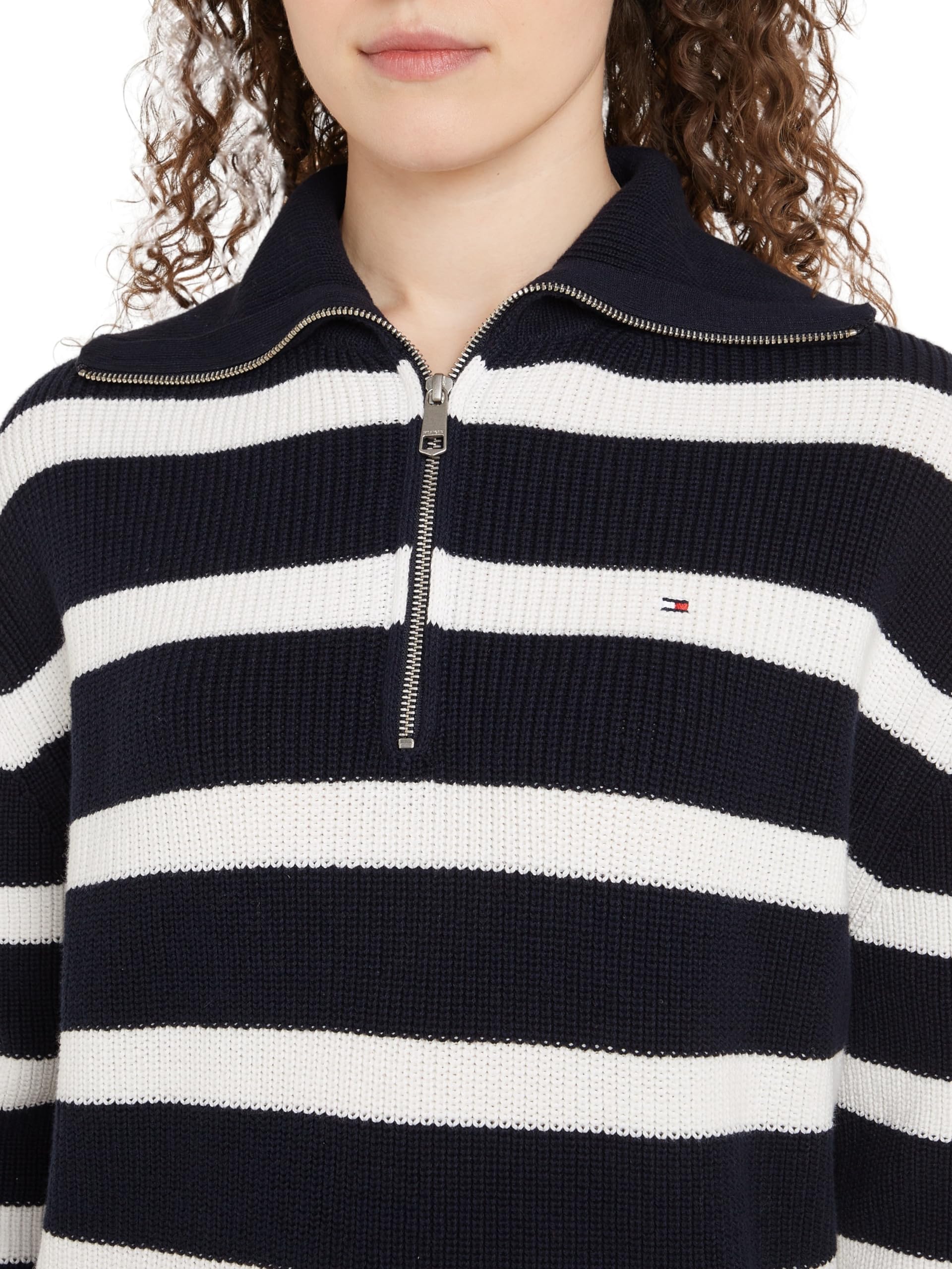 Tommy Hilfiger Sudadera con Cremallera Mujer 1/2 Zip Sweater Jersey de Punto