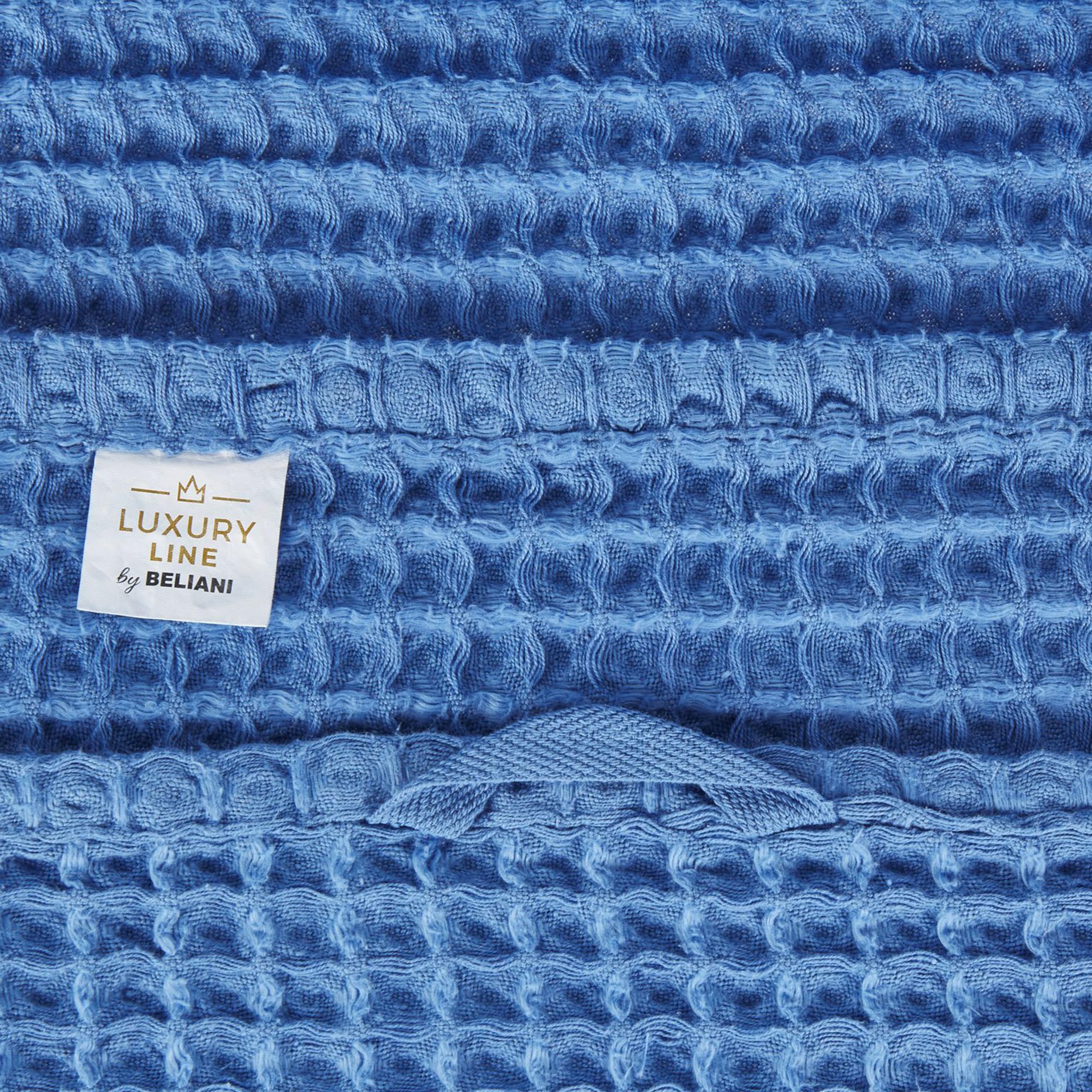 Beliani Conjunto de 11 Toallas Toalla de baño y Alfombrilla de baño de algodón Azul Low Twist para Invitados Areora