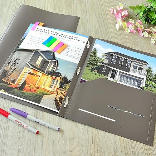 Miniatura 5 de Youngever Paquete de 6 carpetas de plástico resistente con dos bolsillos con 3 puntas, cierre de puntas de metal, carpeta de plástico resistente con