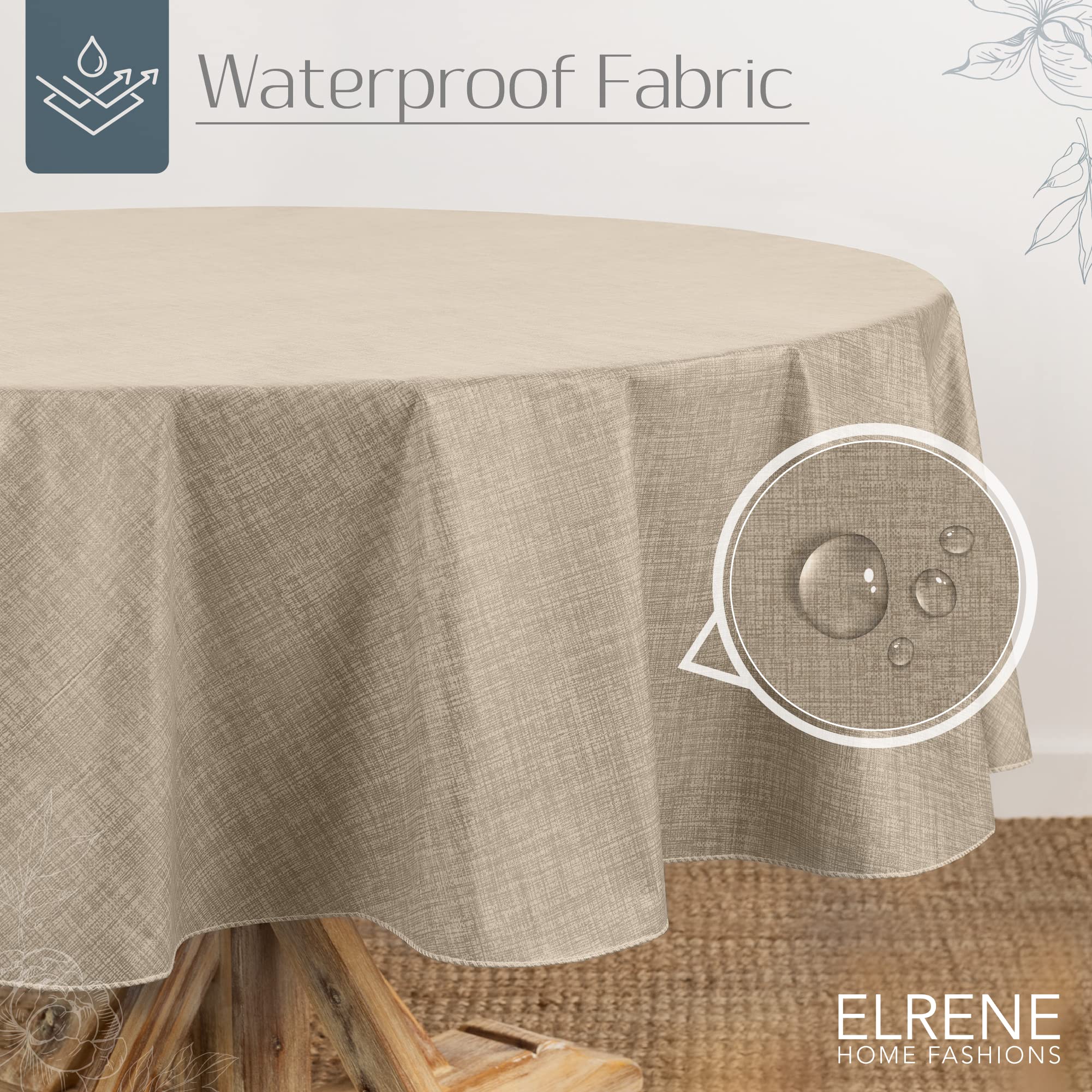 Elrene Home Fashions Savannah Boho Vinyl Tablecloth – Waterproof, Stain-Resistant, 60x84 Inches Oval! - View #2