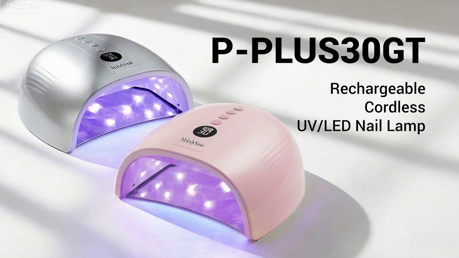 Image of MelodySusie Full-Hand Cordless UV LED Nail Lamp P-Plus30GT with Metal Base