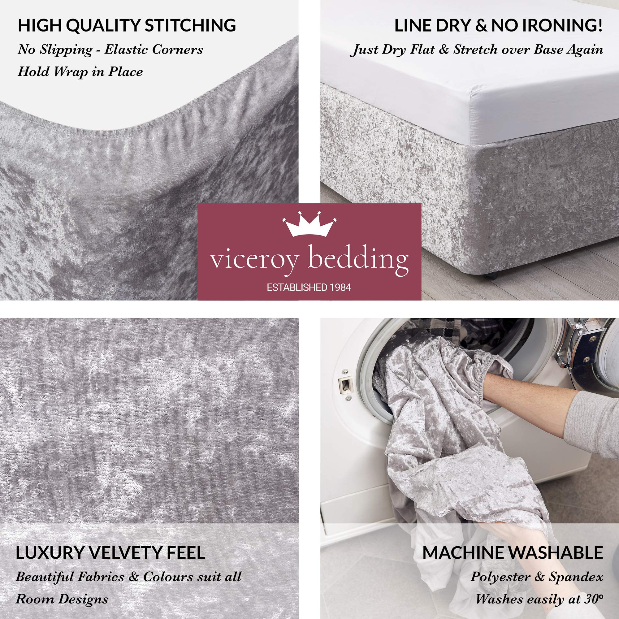 viceroy bedding BED WRAP Crushed Velvet Divan Bed Base COVER