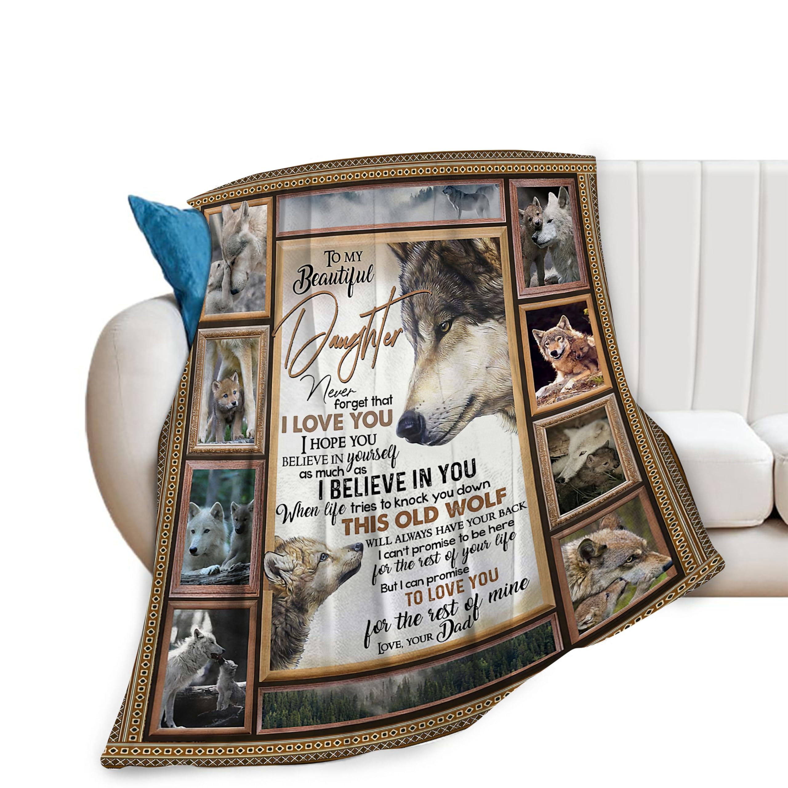 Taimeng Girls Wolf Blanket For Daughter - Soft Warm Flannel Fleece Throw For Couch, Sofa, Bed - Kids Adult Gift 50"X60"
