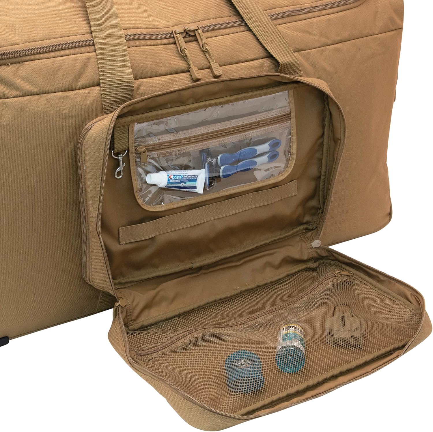 Mercury Tactical Gear Monster™ Rolling Duffle Deployment Bag with Wheels, Large Wheeled Heavy Duty Duffle Bag for Men & Women, Travel Bag, Coyote Color