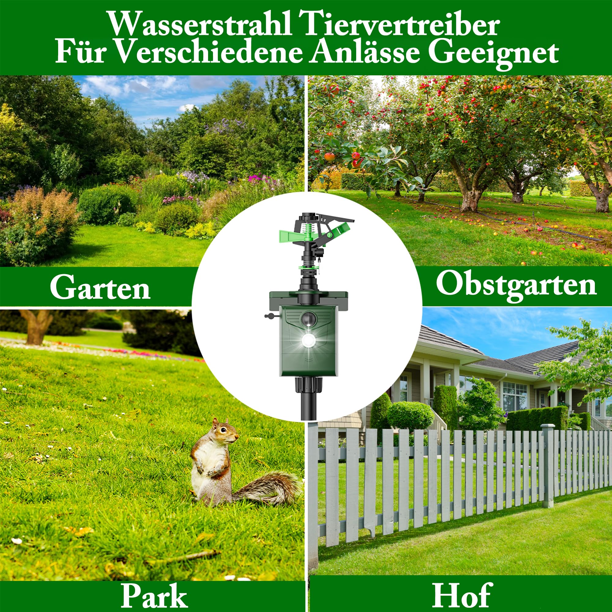 Repellente per animali domestici, repellente per gatti, rilevatore di movimento PIR, spaventapasseri per giardino e stagno, ricarica USB e ricarica solare in due modalità, spaventapasseri per uccelli