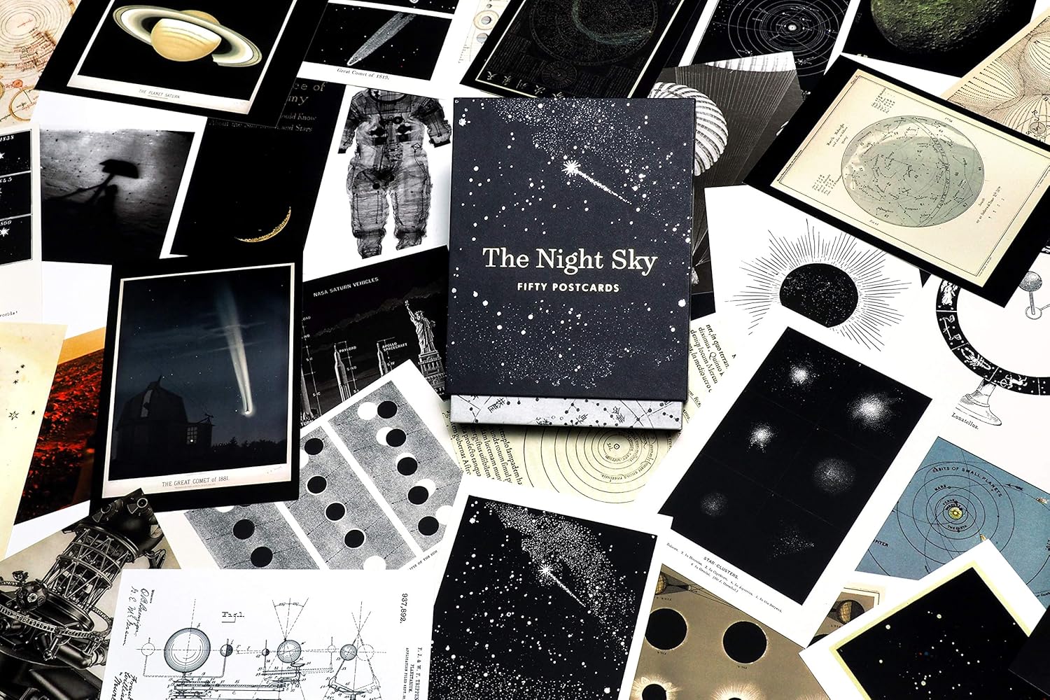 The Night Sky: Fifty Postcards (50 designs; archival images, NASA ephemera, photographs, and more in a gold foil stamped keepsake box;): 50 Postcards: Princeton Architectural Press: 9781616897345: Books