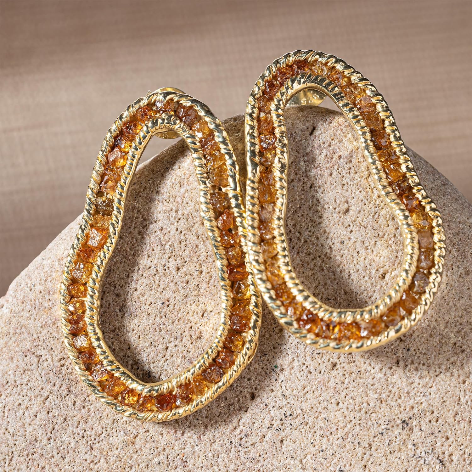 GERMAN KABIRSKI Arven Handmade Gold Plated 925 Sterling Silver Earrings with Natural Raw Gemstones - 6 Modern Design Options For Authentic Self-Expression - Safe For Daily Wear and Gift-Ready - Image 6