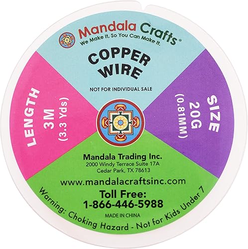 Miniatura 3 de Mandala Crafts Alambre de cobre de calibre 20 para hacer joyas, alambre de cobre surtido, para manualidades, alambre de joyería para envolver 16.5