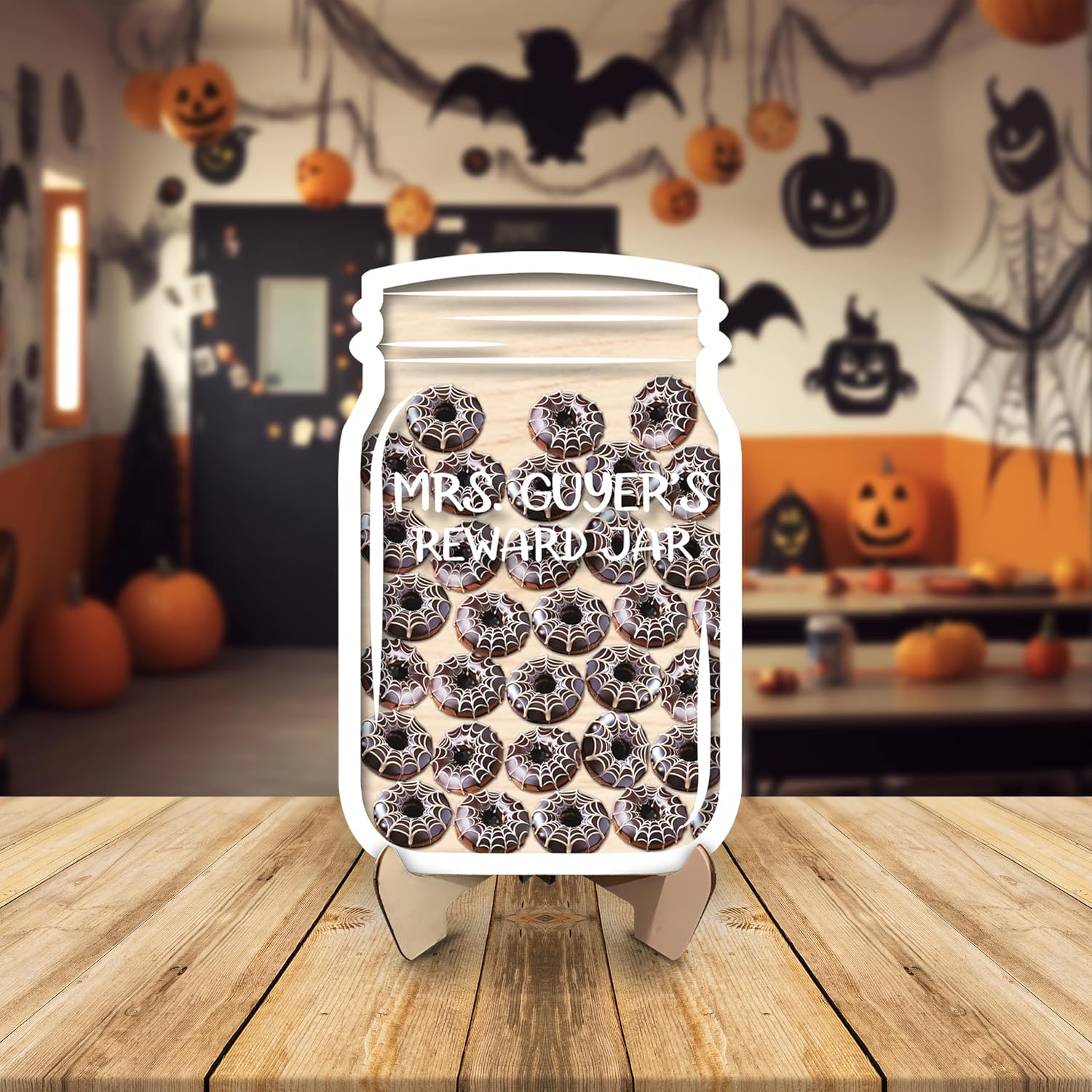 Personalized Donuts Magnetic Reward Jar, Bulletin Board Chart Cobweb Potty Training Classroom Management Tool No. 61