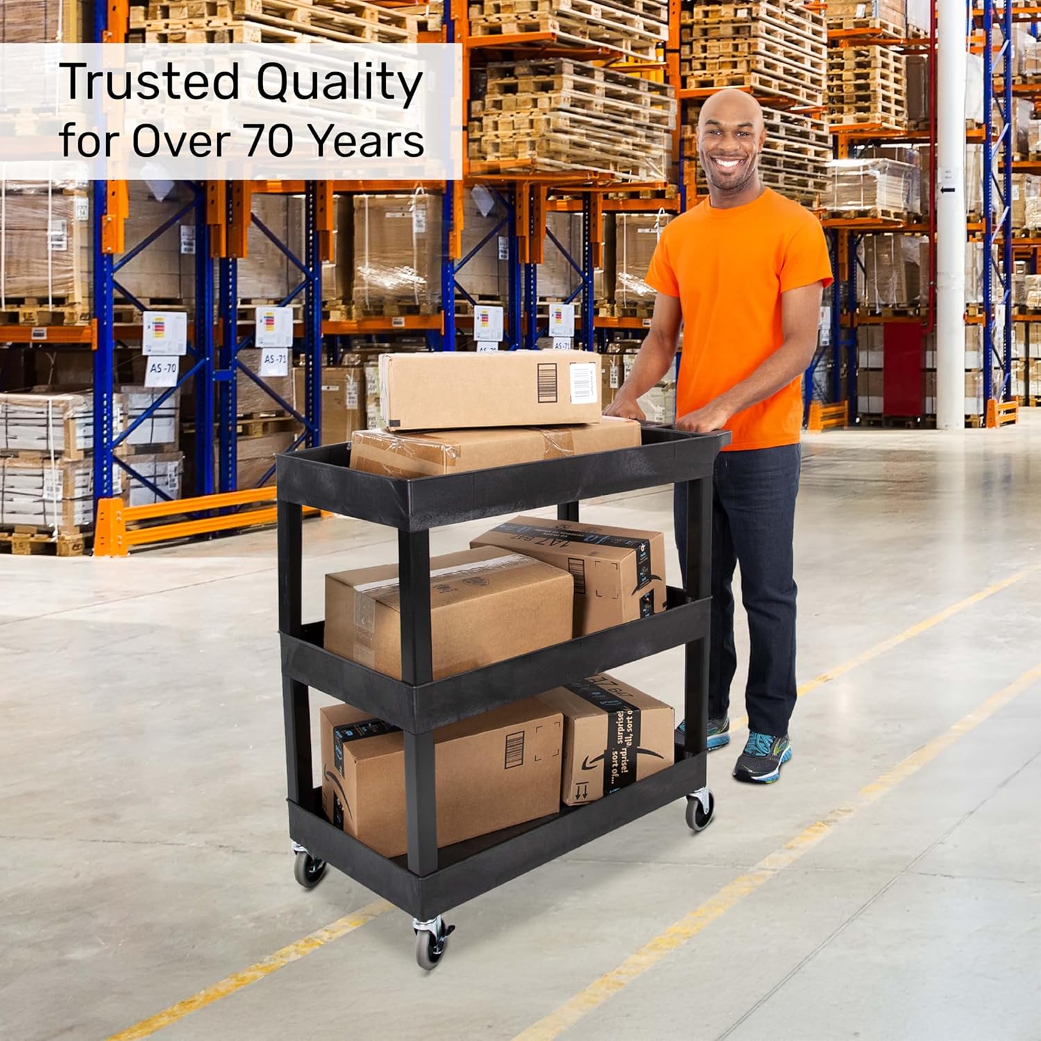 Tubstr 36" Heavy Duty Rolling Utility Cart with Locking Wheels