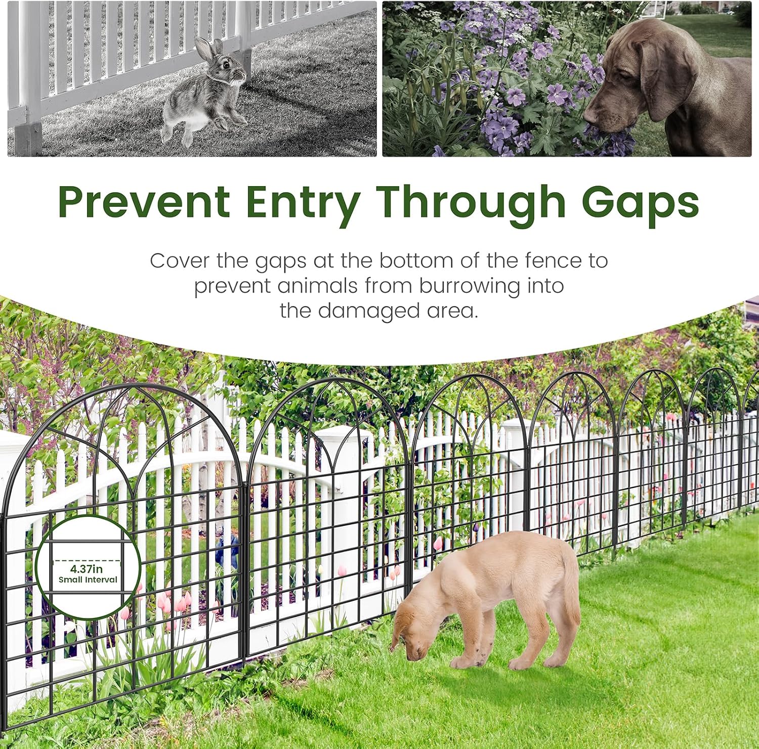 Black Garden Fencing, 28.97"*31.88" Garden Border Fencing, Rustproof Metal Dog Digging Fence Barrier, Arched Outdoor Fence, Large Animal Dog Barrier Fences for Patio, Flower Bed (10 Pcs)