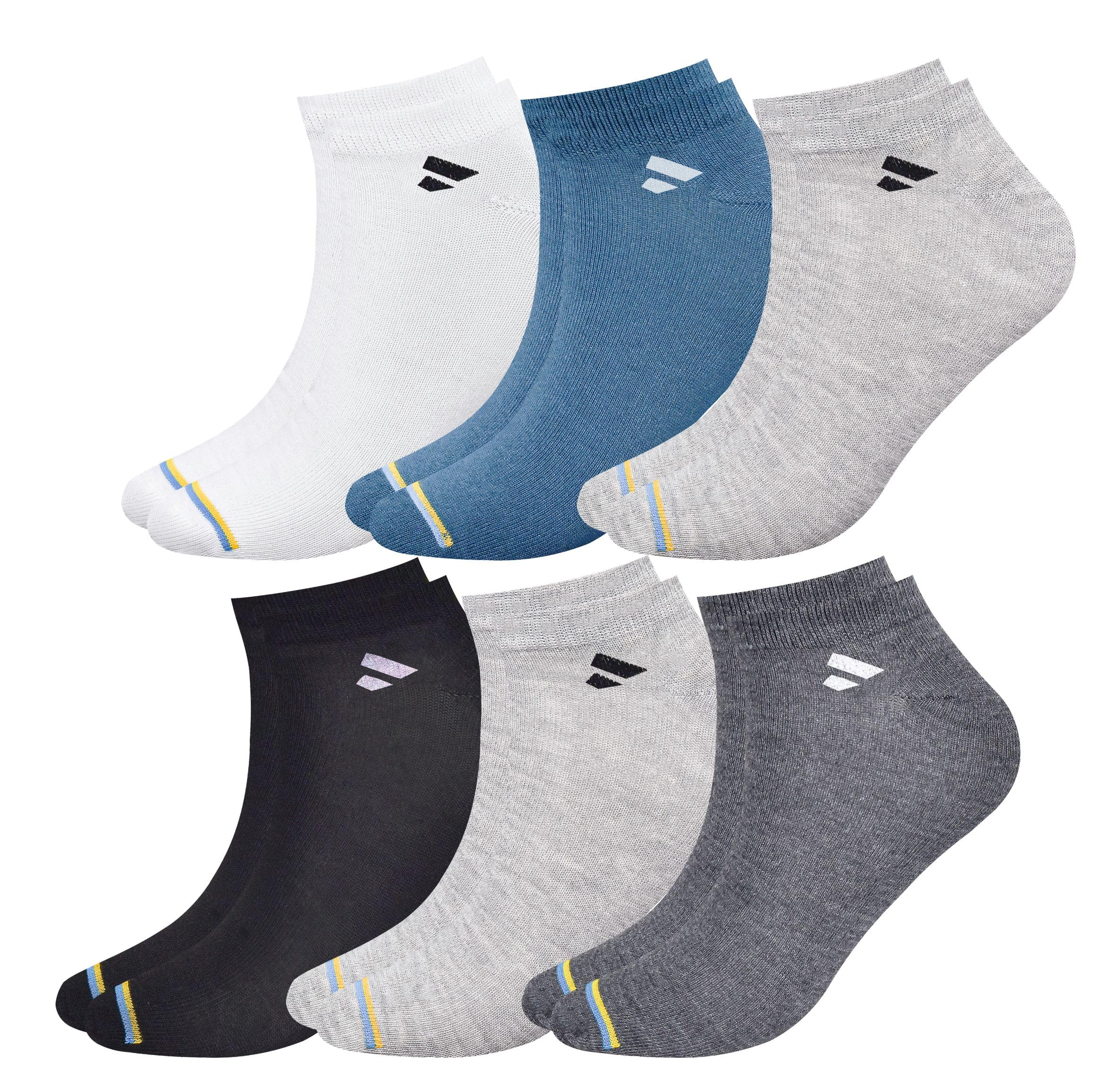SJeware Unisex Polyester Men And Women Solid Ankle Length Socks(Pack Of 6), Assorted