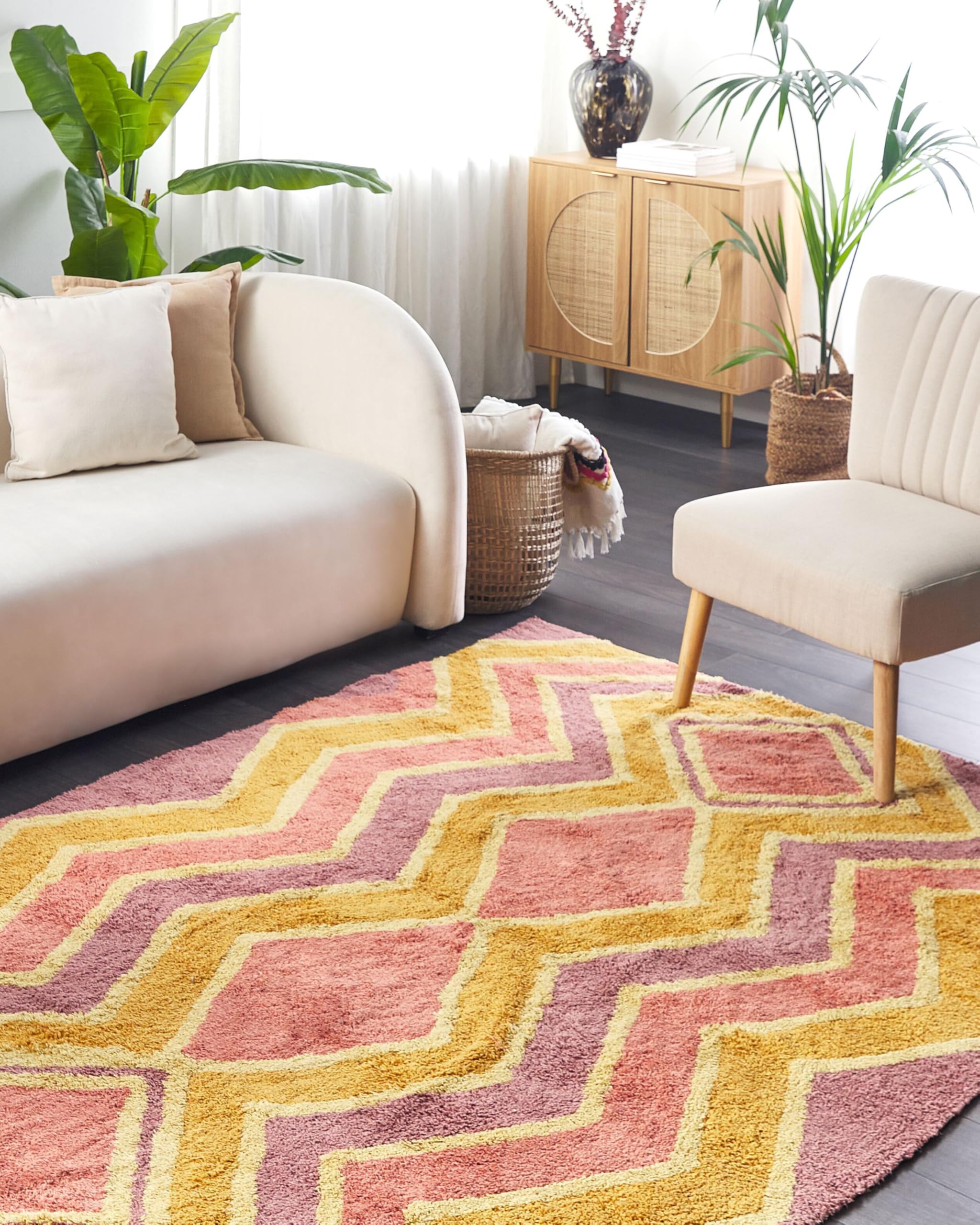 Beliani Teppich Baumwolle mit Muster bunt 140 x 200 cm Boho Canakkale