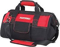 Vista 1 de FASTPRO 14-Inch Zip-top Wide Mouth Open Storage Tool Bag, Classic Black&Red Design, Fashionable Design, 600D Polyester Fabric Material for Quality