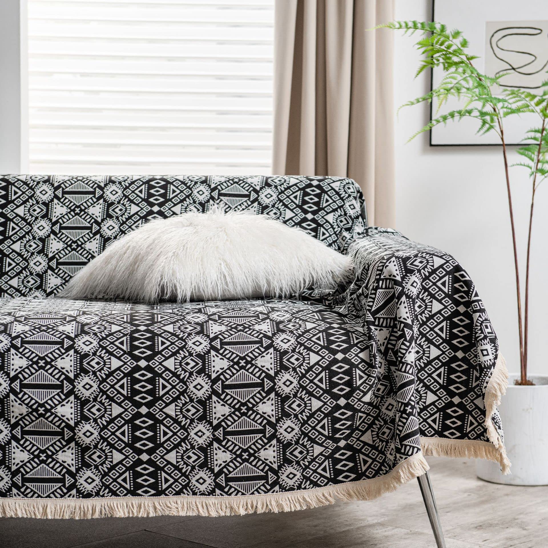 Housse de canapé facile à installer noire 180x180 cm pour rénover un meuble usé