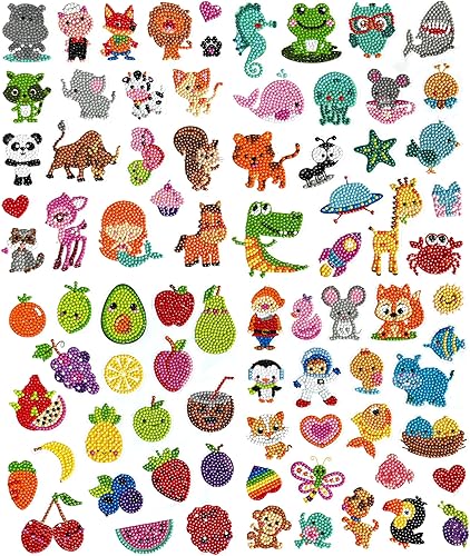 Miniatura 12 de Sinceroduct - Juego de 64 pegatinas de diamante 5D para niños y adultos principiantes - Pintura con forma de diamantes numerados, manualidades