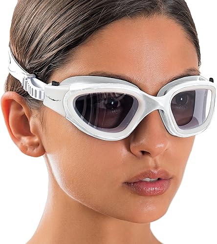 Miniatura 24 de AqtivAqua DX - Gafas de natación con visión amplia para adultos, hombres y mujeres, antiempañamiento y sin fugas Gafas blancas y rosas + estuche