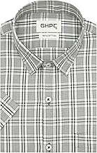 GHPC 100% Cotton Checkered Half Sleeves Regular Fit Formal Shirt for Men