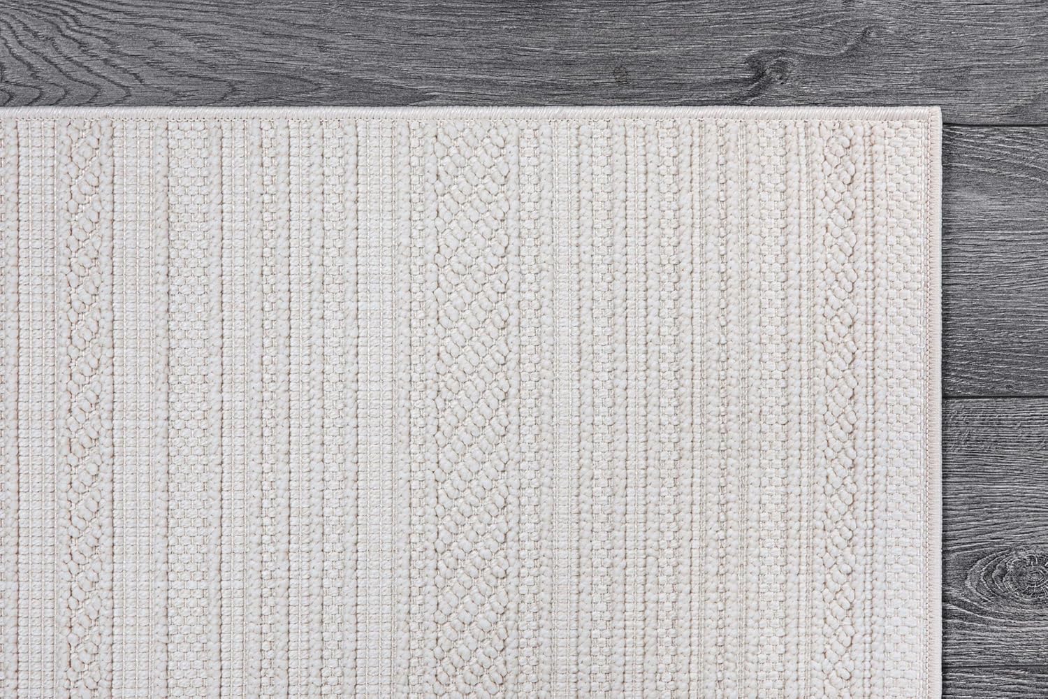 Indoor Area Rug 5x7 White Polyester Indoor Rugs Stripe Soft Loop Easy Clean Carpet for Living Room Bedroom Dining Room Hallway Office Entryway (5 X 7 White)