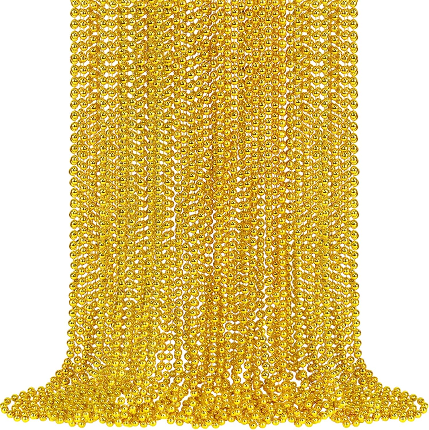 SHAOQINLIN 24 PCS Mardi Gras Beads Necklaces, 12 Colors 33 Inch 6 mm Metallic Bead Necklaces Bulk Party Beads Necklace Round Beaded Necklaces for Mardi Gras, Christmas, Carnival Party Favor