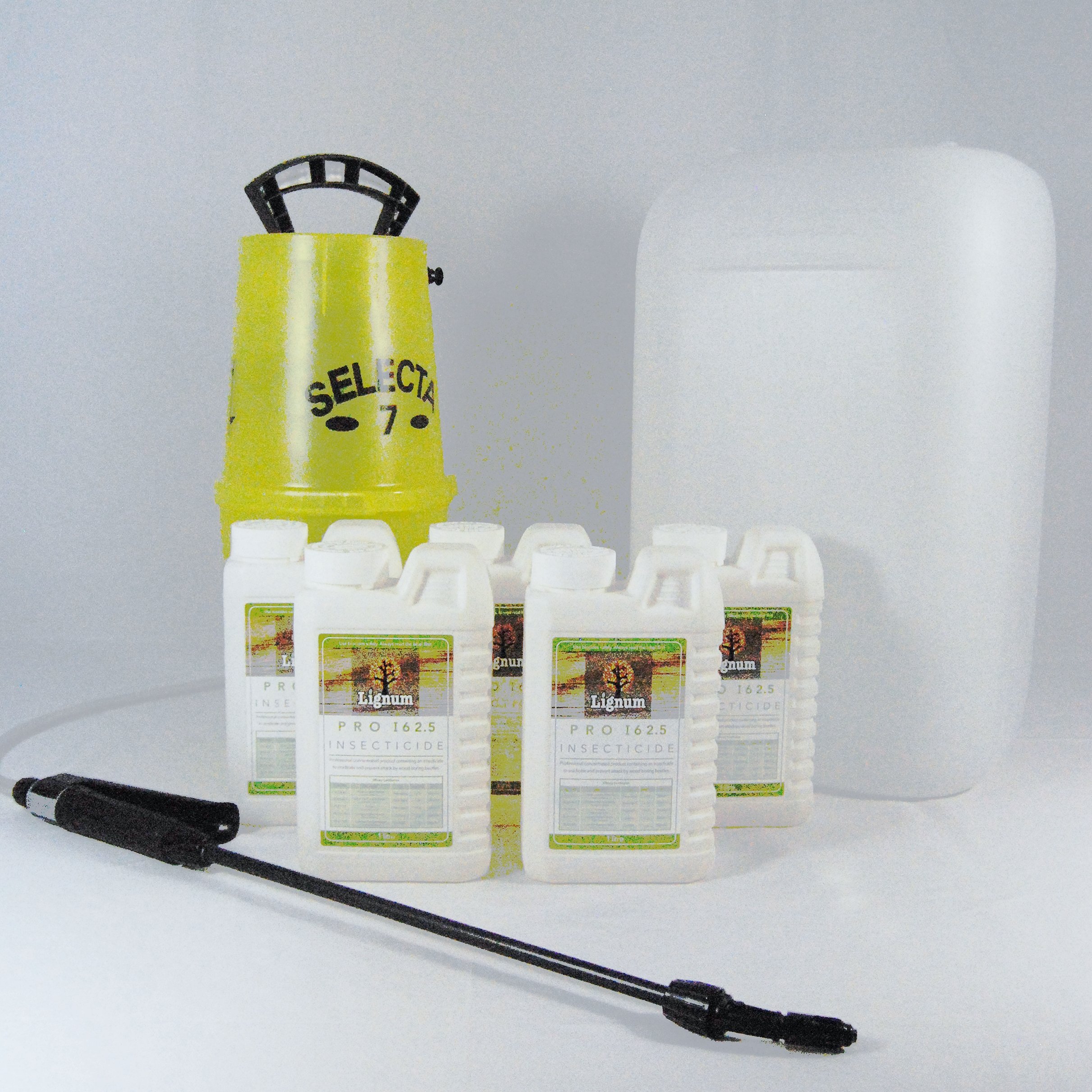 5 X 1L Lignum PRO I62.5 Concentrated Insecticide Woodworm Killer Timber Treatment Spray KIT & Mixing Drum - Makes 25L