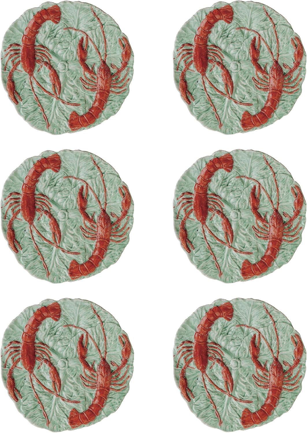 Creative Co-Op Lobster Feast Stoneware Plates, Red and Blue, Set of 6 - Image 6