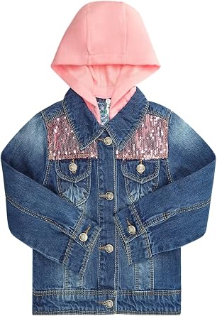 Toddler Big Girls Spring Autumn Denim Coats,Butterfly Blue Hooded Outerwear Kids Jackets