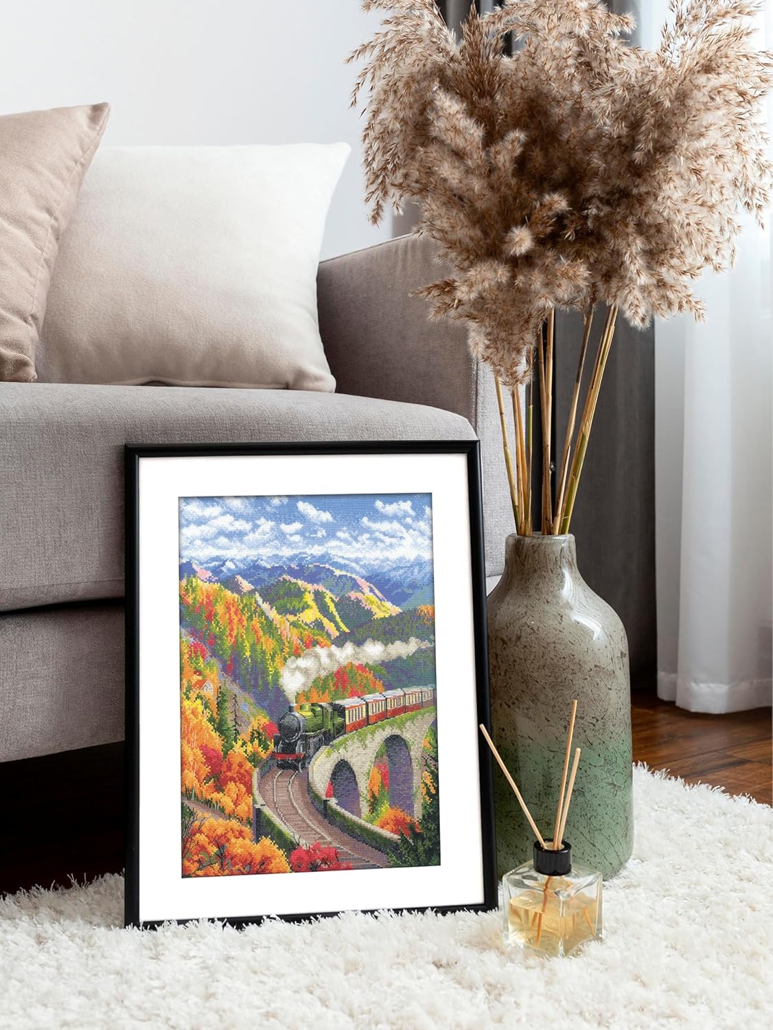 RIOLIS - Autumn Express 2211, Cross Stitch Kits 11¾" x 15¾", Cross Stitch Kits for Beginners & Advanced, Crossstitching Kit Adult, Embroidery Counted Stitching Kit