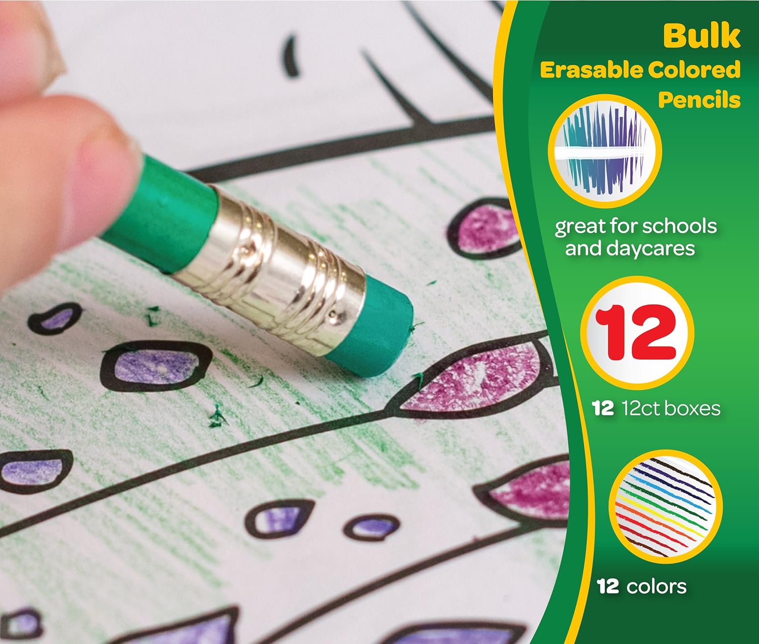 Crayola Erasable Colored Pencils, School Supplies, 12 Pack of 12 Count