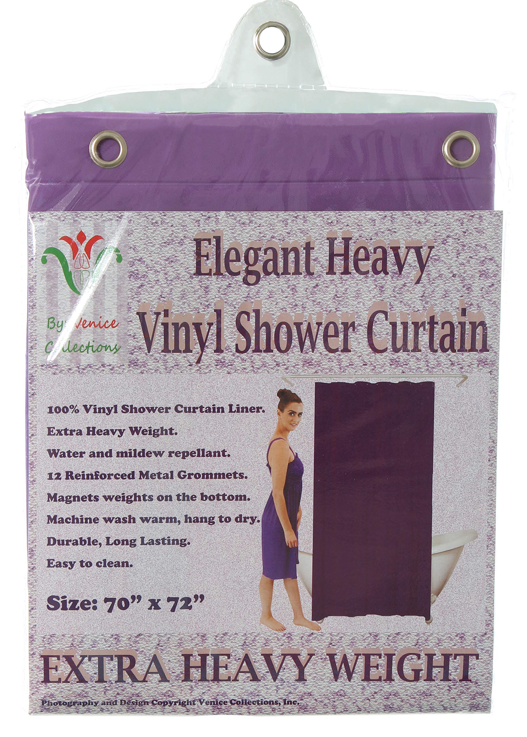 Venice Elegant Home - Cortina de Ducha de Vinilo Resistente con 12 Ojales de Metal