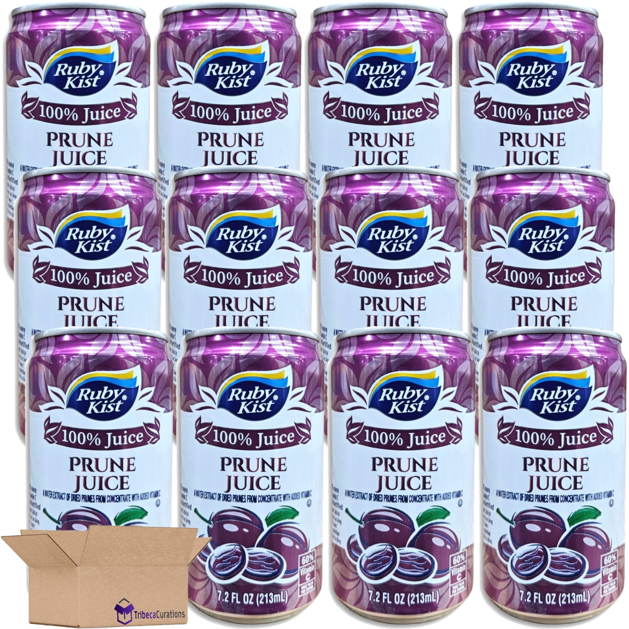 Tribeca CurationsRuby Kist 100% Prune Juice Value Pack Bundle | 7.2 Fl Oz Can | Pack of 12