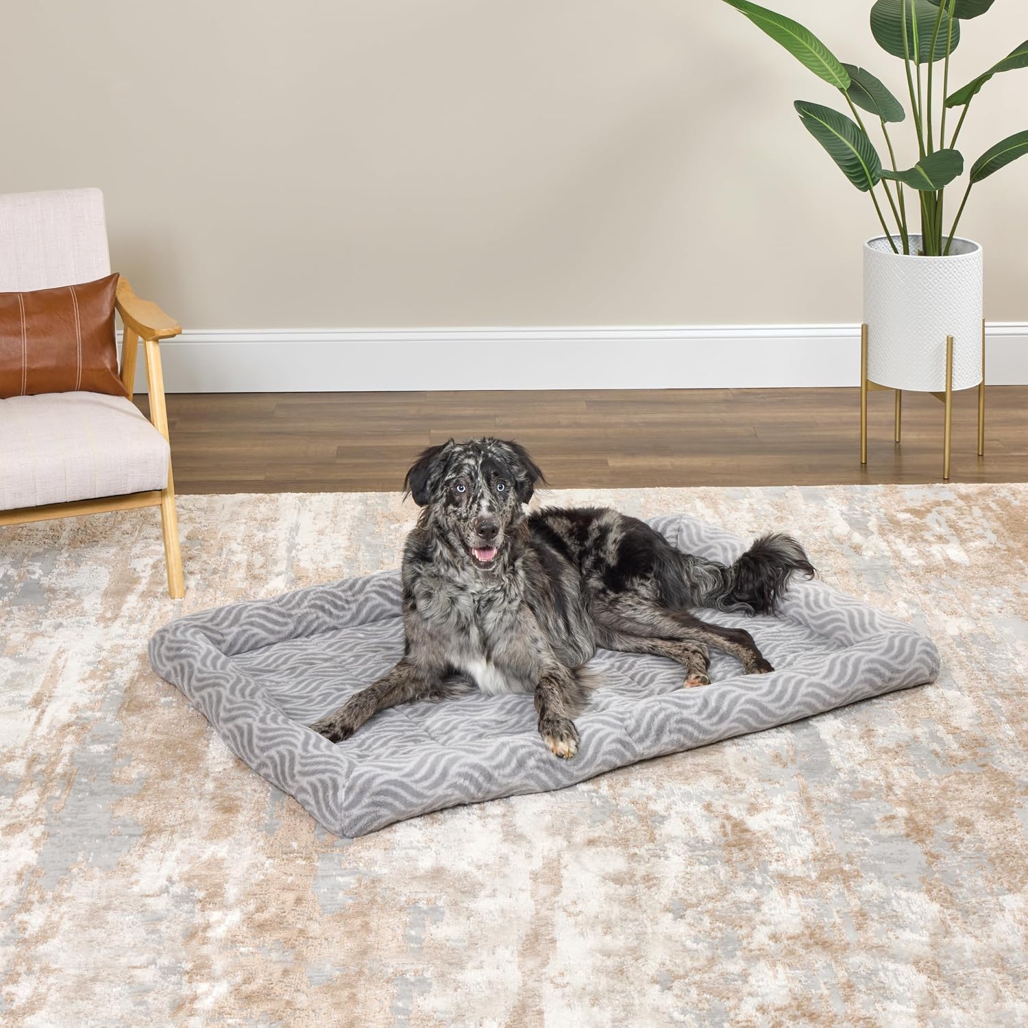 review MidWest Homes For Pets QuiteTime Deluxe Wave Bolster Bed for Giant Dogs; Easily Machine Wash and Dry; Gray; 54