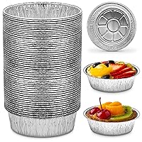 Vista 10 de Moldes redondos de aluminio para tartas, paquete de 50 moldes de aluminio reutilizables de 6 pulgadas Apilables, resistentes a la grasa