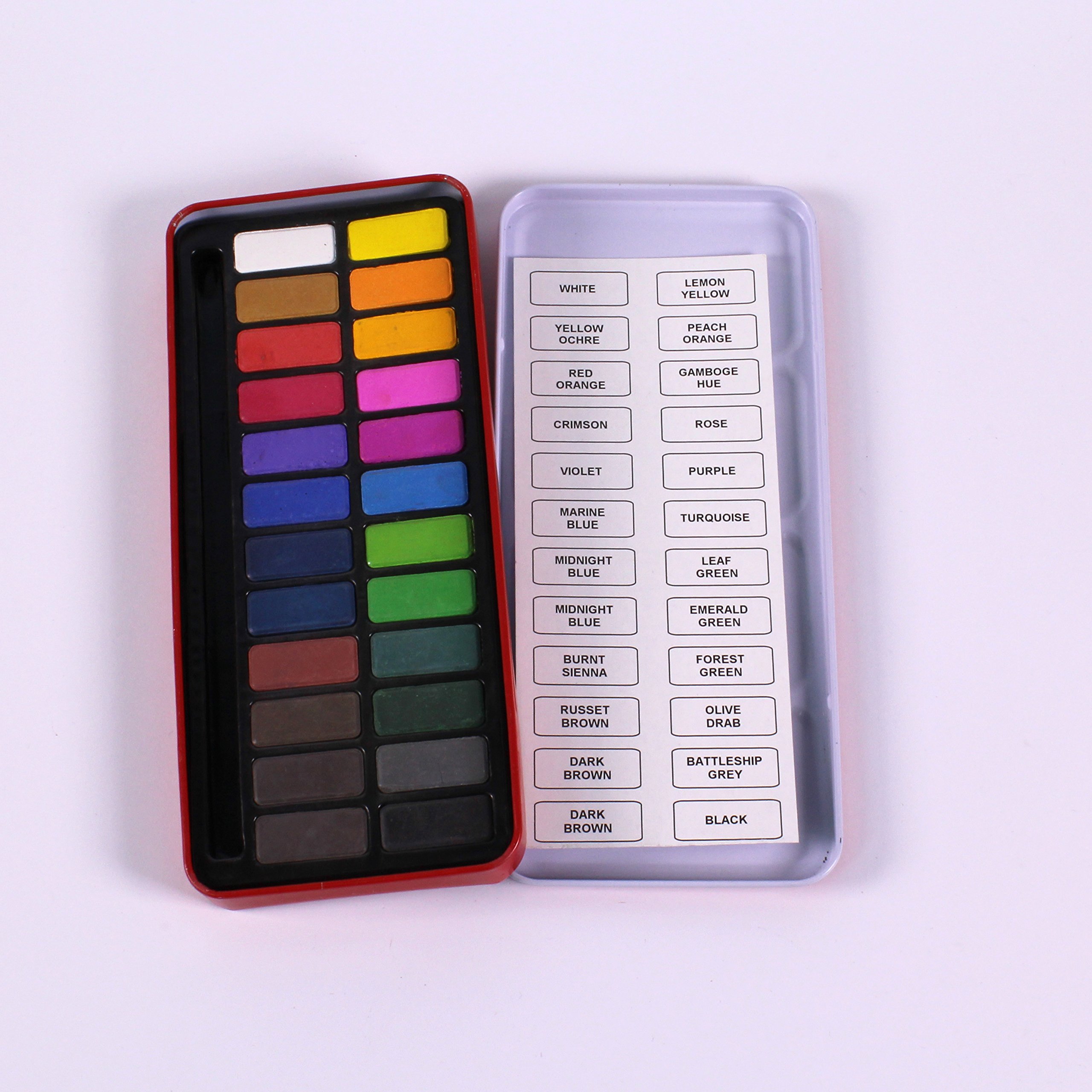 Bcreativetolearn Assorted Bright Colours Watercolour Paint Palette Tin With Art Paint Brush Painting Set Of 24 Blocks By Bcreative ®