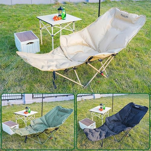 Miniatura 6 de Catre y silla plegable de doble propósito con reposapiés extraíble para adultos, silla de dormir ajustable fácil de montar con bolsa de transporte