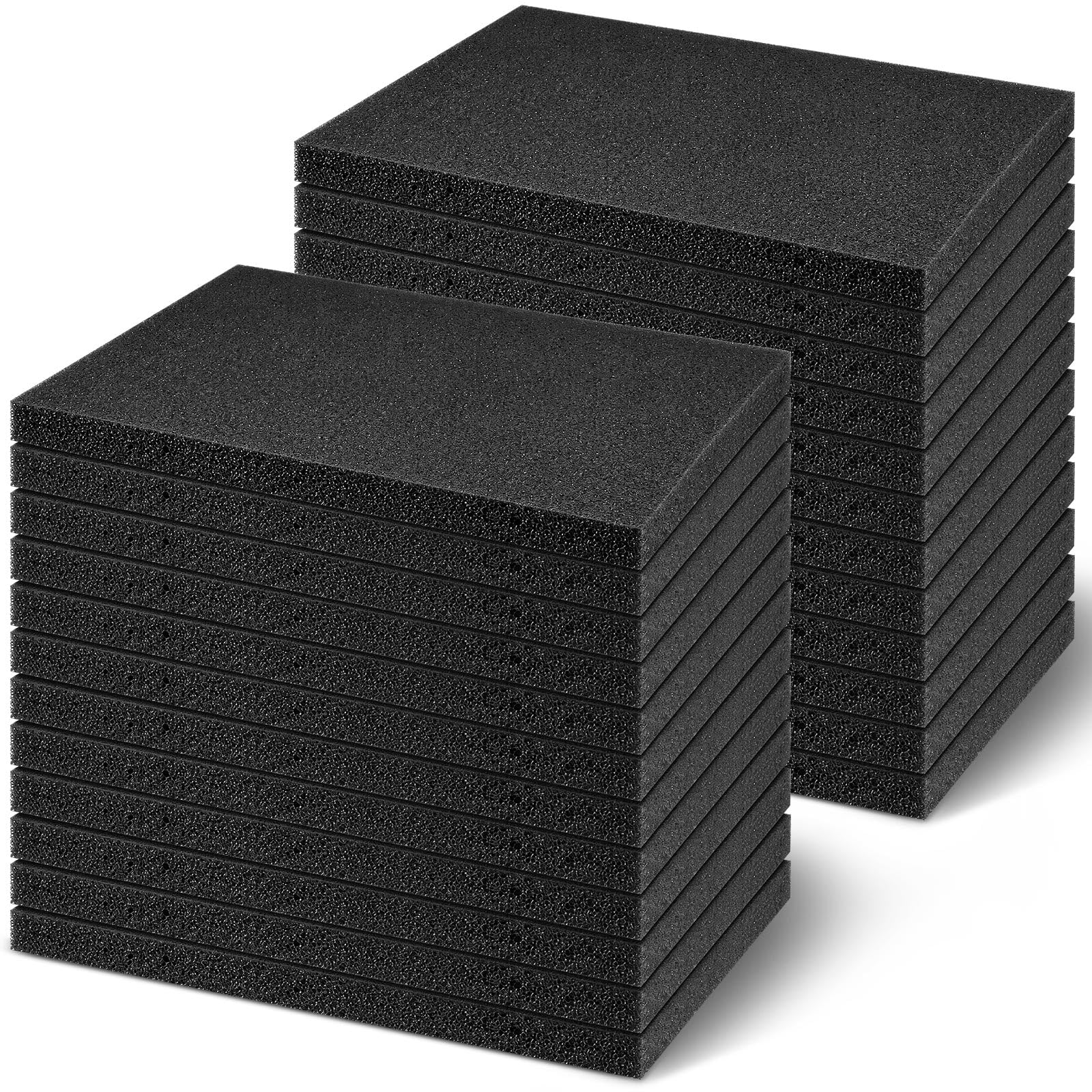 Frienda 24 Pcs 12" x 8" x 0.5" Polyethylene Foam Sheet Thick Black Packing Foam Padding Customizable PE Board Cushion Inserts for Cases Craft Shipping Moving DIY Projects Toolbox Storage