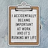 I Accidentally Became Important at Work and Its Ruining My Life Patch Sarcastic Humor Iron On Sew On Hook & Loop Embroidery Fabric Applique Patches for Hats, Clothes, Backpacks, DIY Accessories Gifts