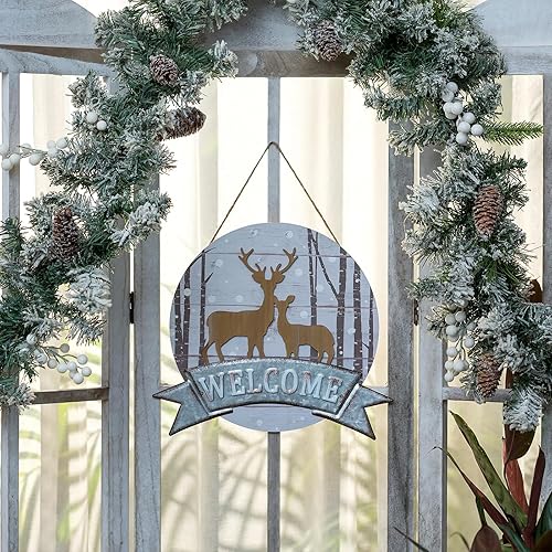 Miniatura 10 de Letrero de bienvenida rústico para decoración de girasol de porche, coronas de bienvenida de Walasis para todas las estaciones, decoración de puerta