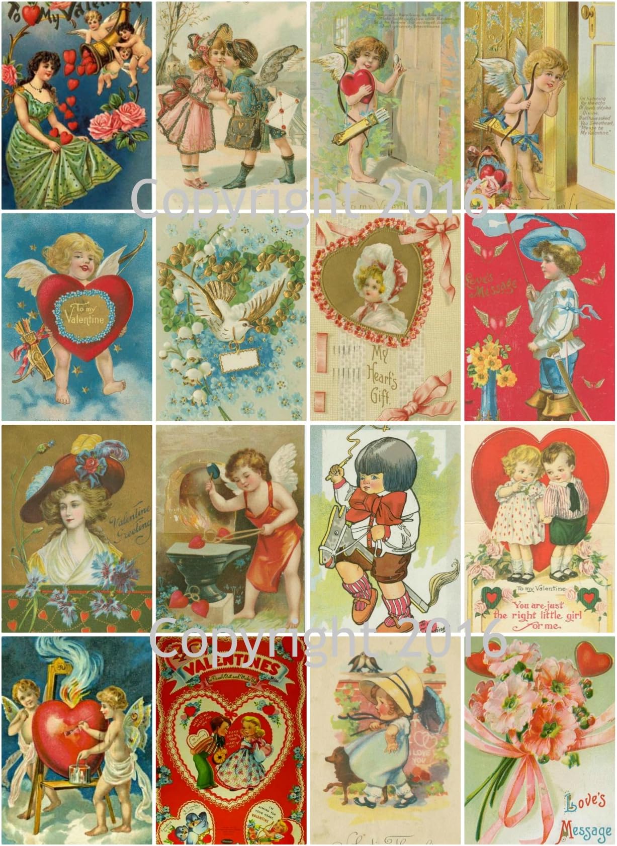 Valentine's Day Card Images Collage Sheet #101 for Altered Art, Scrapbooking, Design, Cards