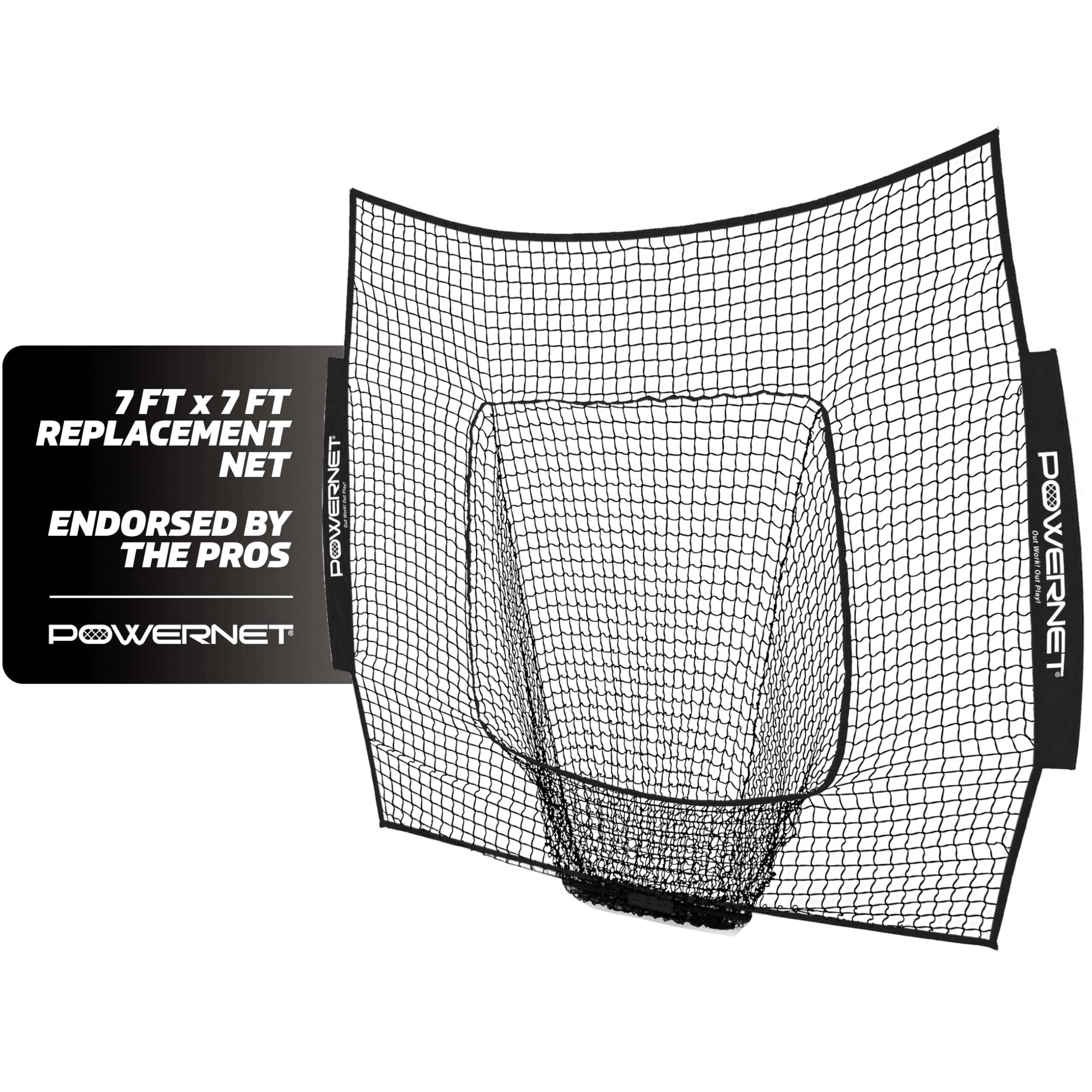 PowerNet 7x7 Baseball & Softball Replacement Net - Heavy Duty Knotless Polyester With Sock Net