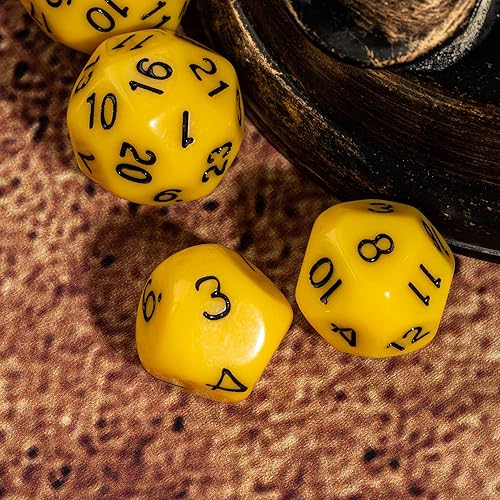 Miniatura 6 de Poludie Juego completo de 15 dados poliédricos DND D3-D100 D&D, dados D100 RPG para Calabozos y Dragones, RPG, juegos de mesa MTG (amarillo con