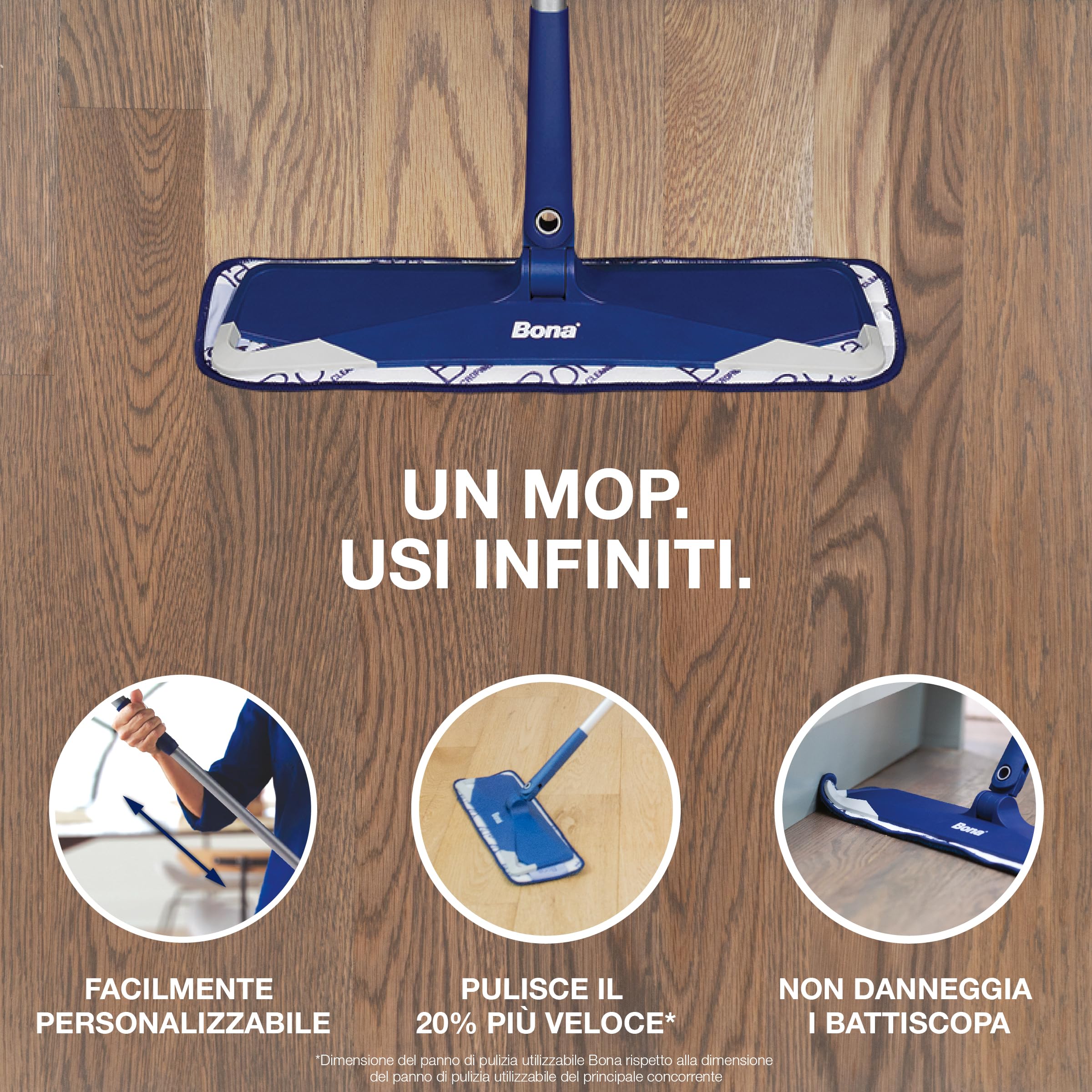 Bona microfiber mop premio, large head flat floor mop, detersivo pavimenti parquet, mocio, scopa per pavimenti, microfibra, flessibile, porta panno grande, girevole